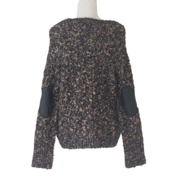 Michael Stars Crop Fisherman Sweater, leather elbow - Size XS - Picture 4 of 7